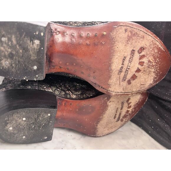 Safari Exotic Leather Boots Hand Made Vintage Women’s Size 8 1/2 Sequins Bling - Picture 7 of 11